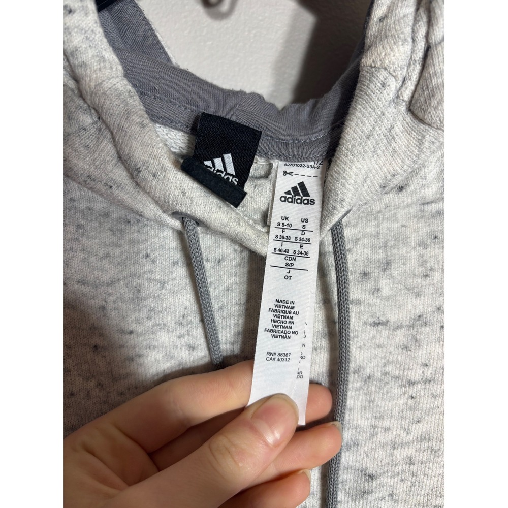 Adidas Heather Gray Speckled Hoodie Sweatshirt Womens Size S - Picture 4 of 5